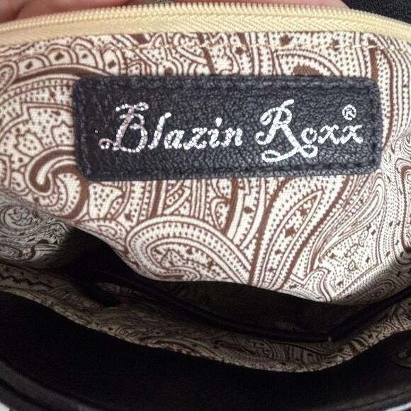 Blazin Roxx Concealed Carry Shoulder Bag Black Faux Leather Western Handbag - Picture 10 of 14